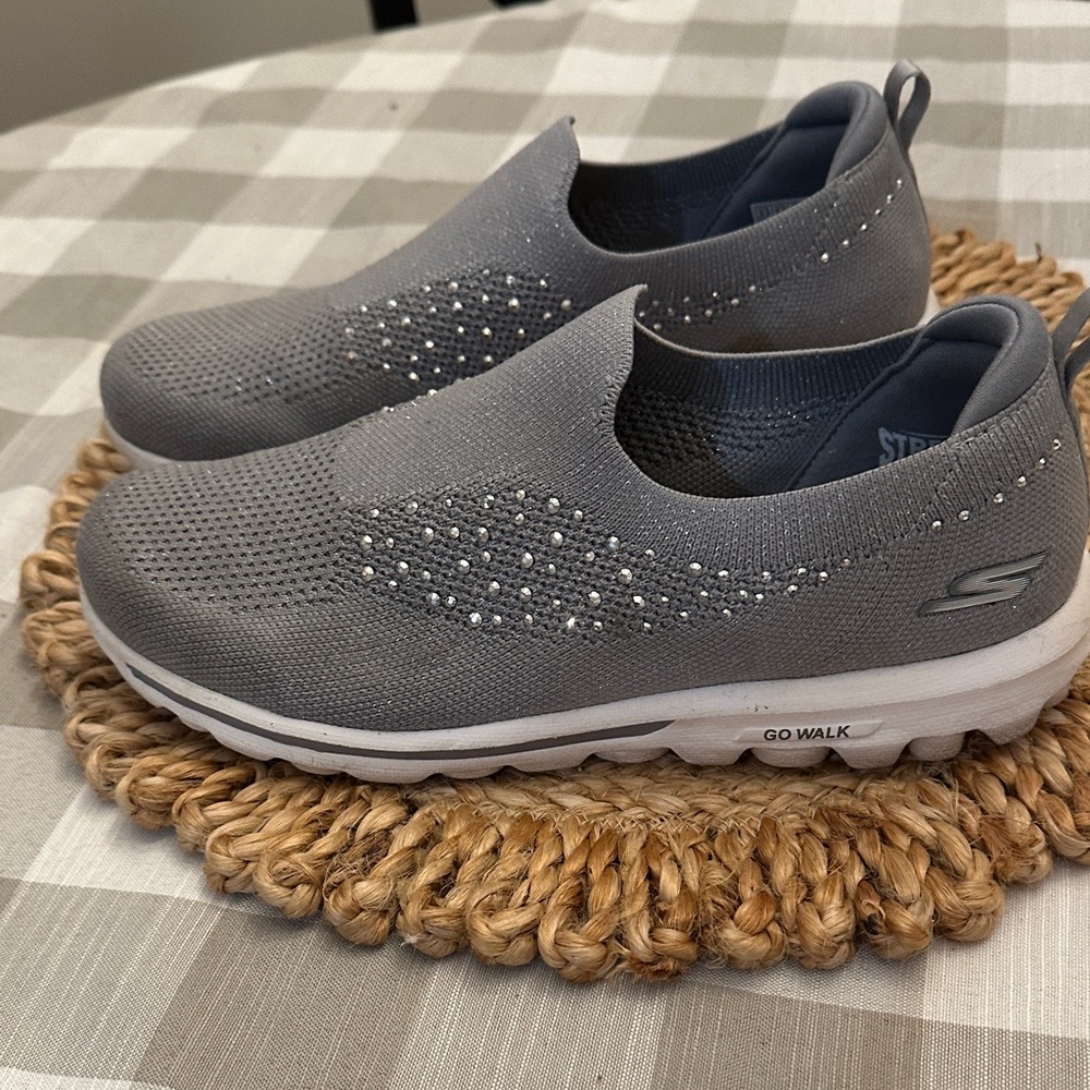 Skechers Light Gray Go-walk Slip-On Shoes